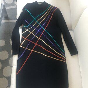 St. John Cocktail Dress   Color: Black/Multi  Size 8